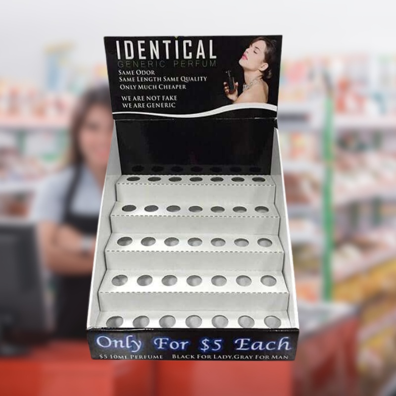 Custom 5 Steps Counter Cardboard Display for Perfume with Hole-Holidaypac