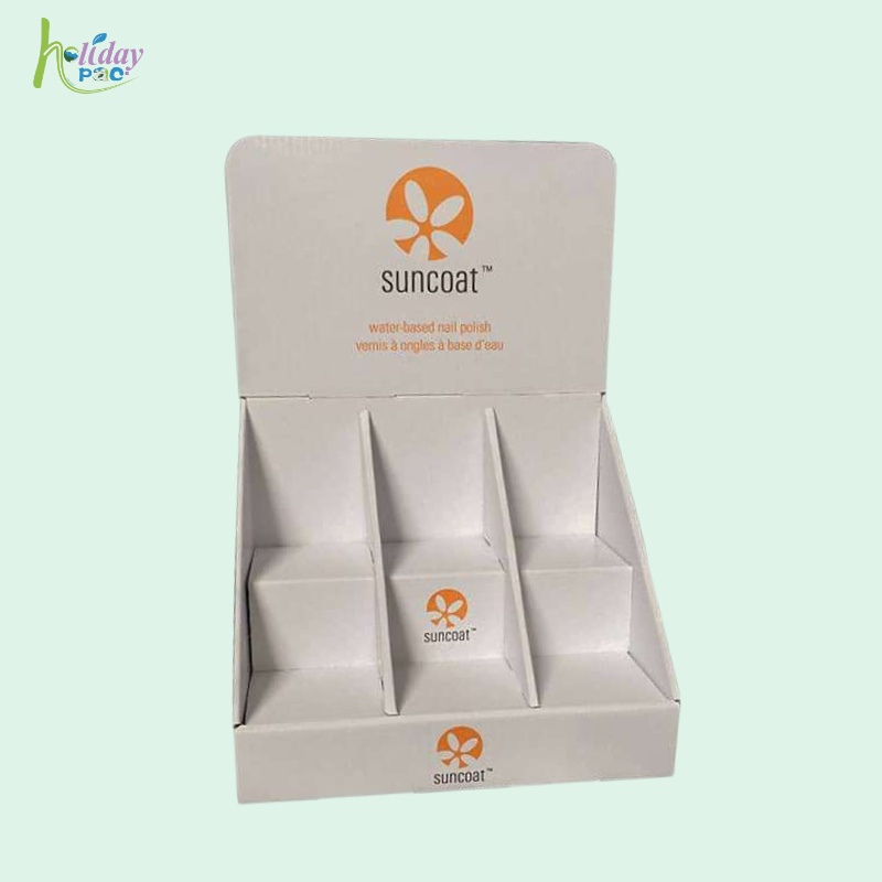 Corrugated Counter Top Display Boxes with 6 Dividers for Nail Polish-Holidaypac