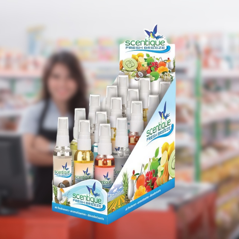 Custom Air Freshener Counter Display Sprays with Tiered Shelves-Holidaypac