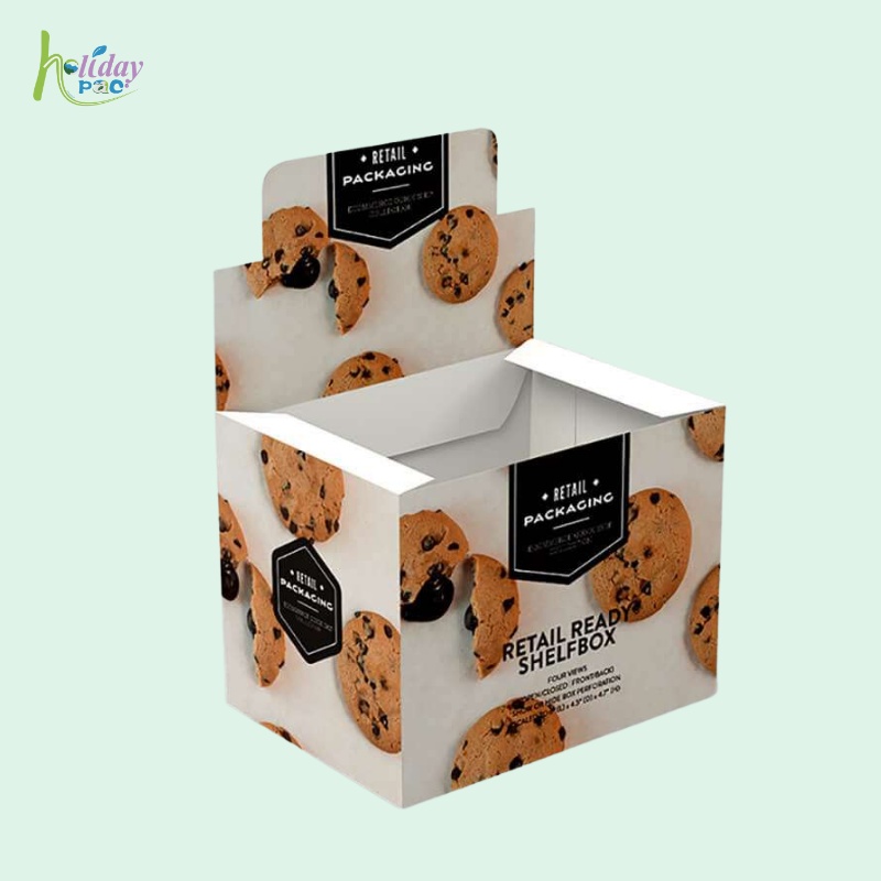 Custom Merchandising Tear Off Display Box for Cookies with Header-Holidaypac