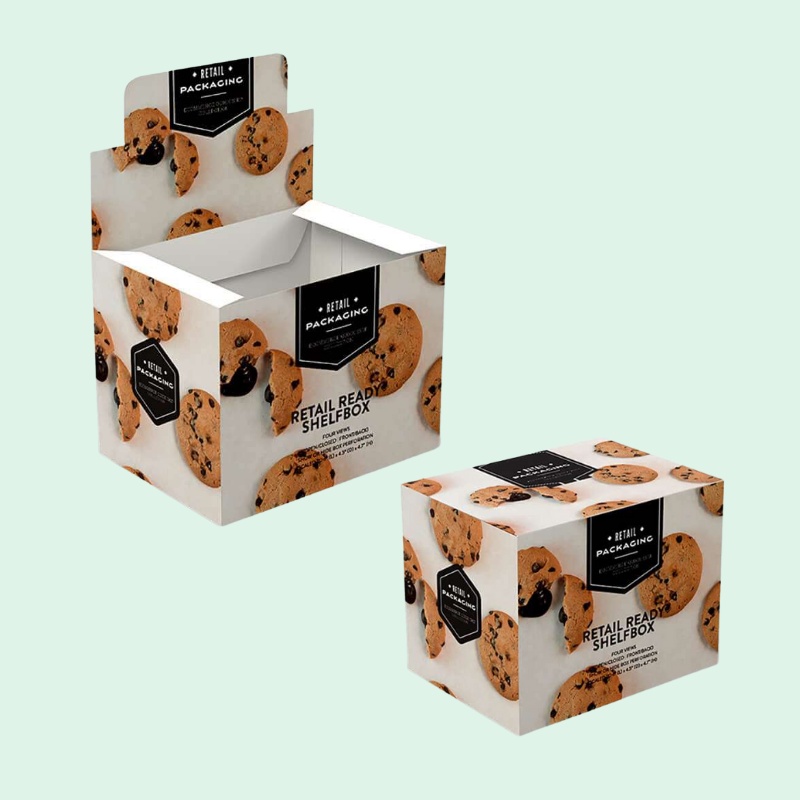 Custom Merchandising Tear Off Display Box for Cookies with Header-Holidaypac
