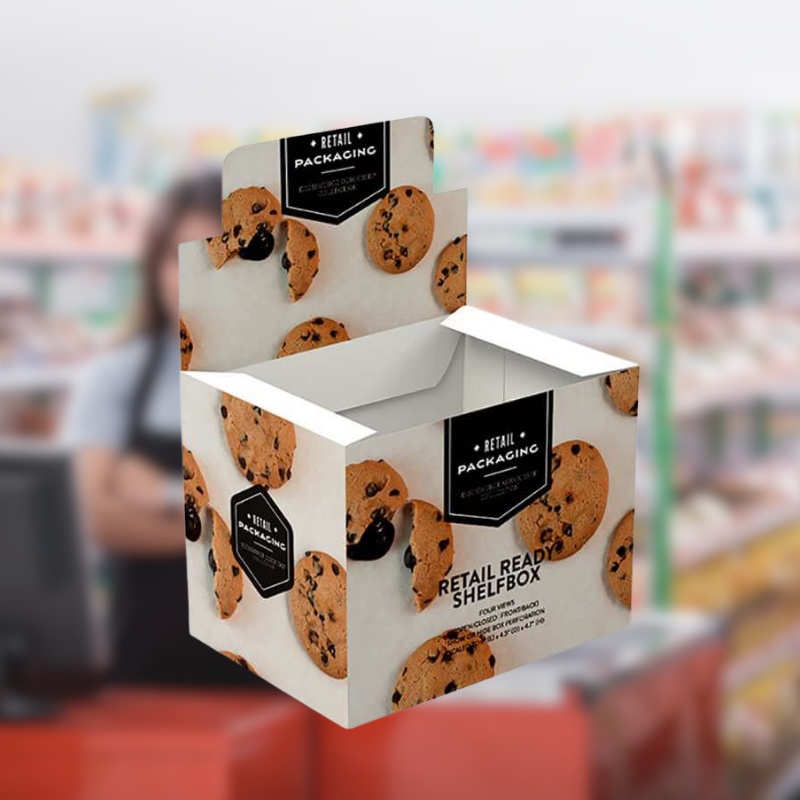 Custom Merchandising Tear Off Display Box for Cookies with Header-Holidaypac