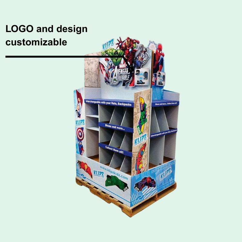 Custom Retail Superhero Toys Pallet Display  with Compartment Shelves-Holidaypac