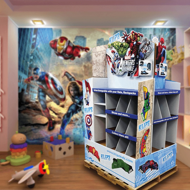Custom Retail Superhero Toys Pallet Display  with Compartment Shelves-Holidaypac