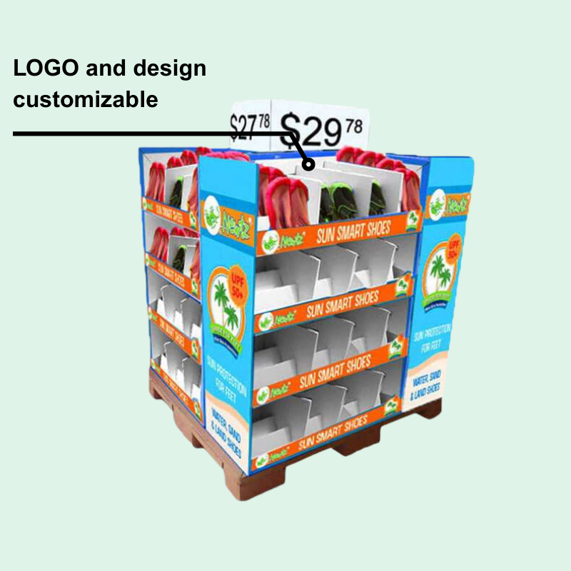 Custom 4-Sided Cardboard Full Pallet Display Stand for Shoe-Holidaypac