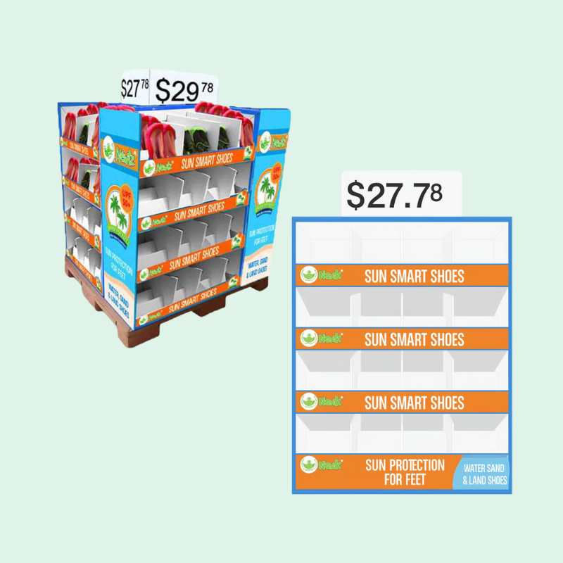 Custom 4-Sided Cardboard Full Pallet Display Stand for Shoe-Holidaypac