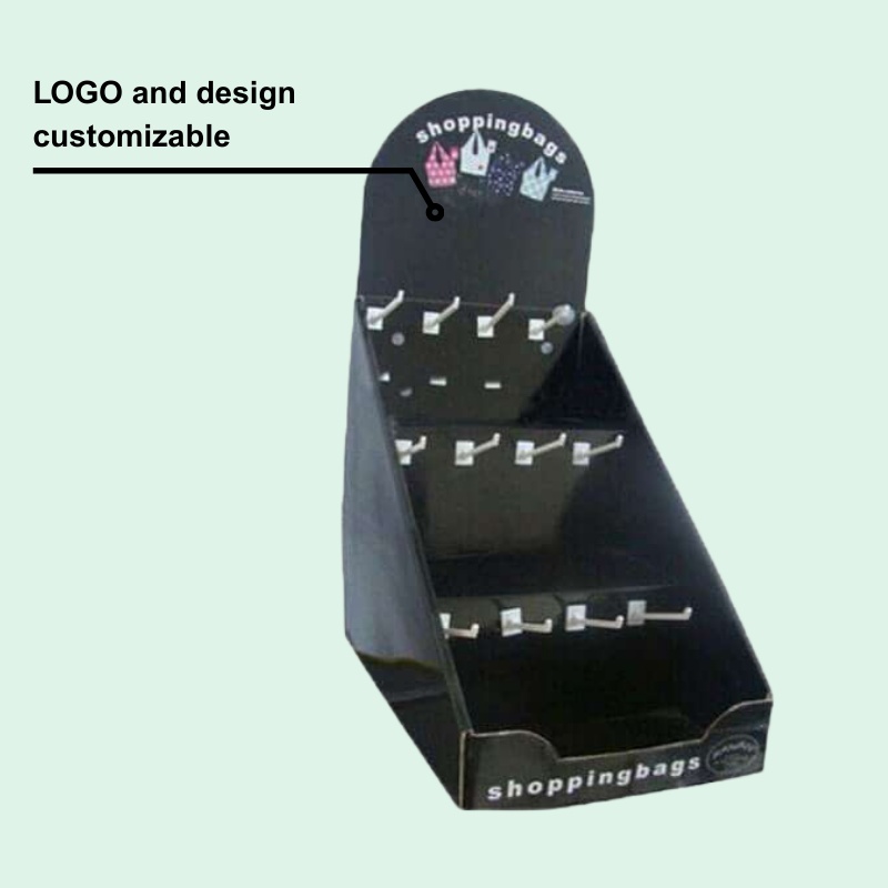 Custom Multiple Hooks Display for Shopping Bags with Header - Holidaypac