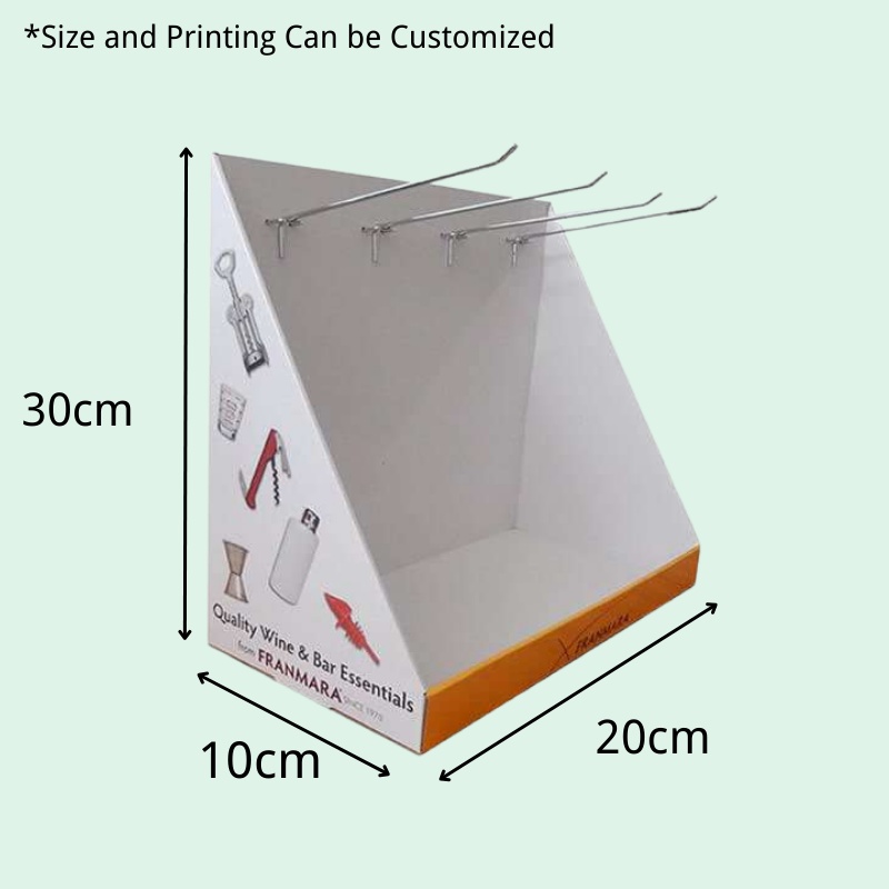 Custom Recyclable Cardboard Counter Display with Tier Hook Rotating Plate for Cosmetic Electronics Toys Books