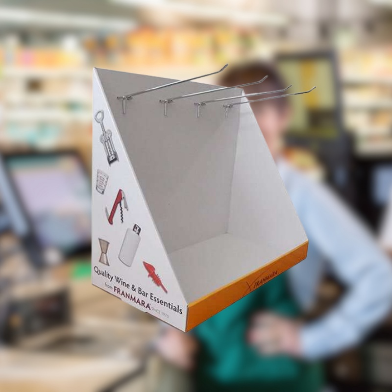 Custom Recyclable Cardboard Counter Display with Tier Hook Rotating Plate for Cosmetic Electronics Toys Books