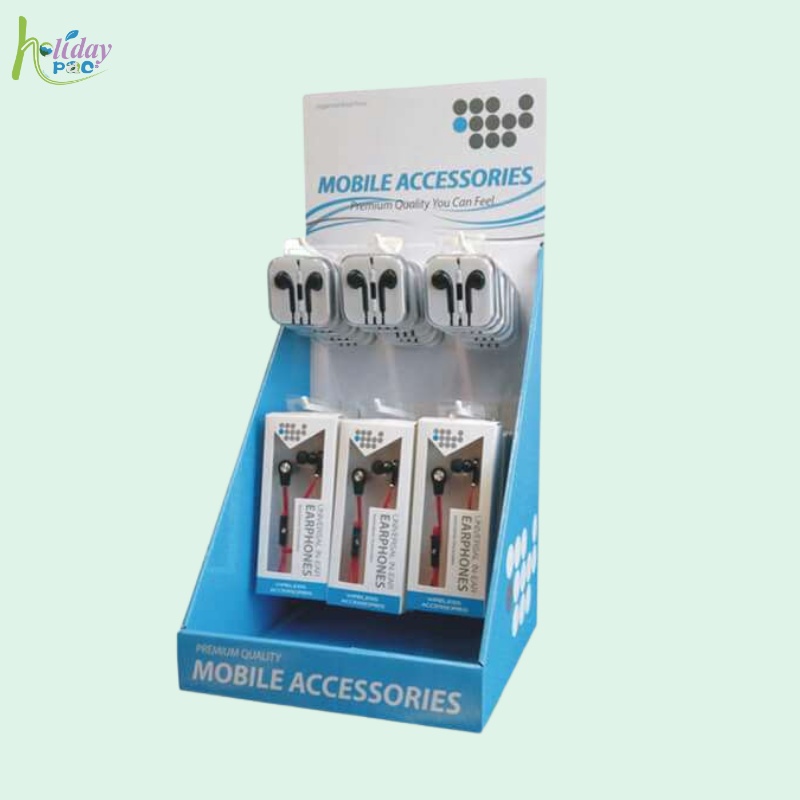   Custom Eco-Friendly Hooks Display for Mobile Accessories with Header - Holidaypac