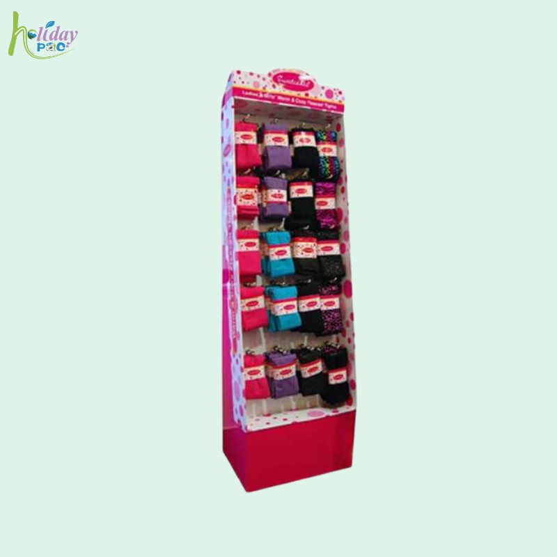 Custom Merchandising Hooks Display for Socks with Multiple Layers- Holidaypac