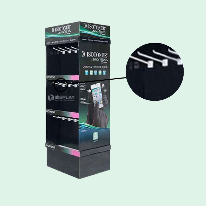 Custom Recyclable Hooks Display for Gloves with 3 Shelves-Holidaypac