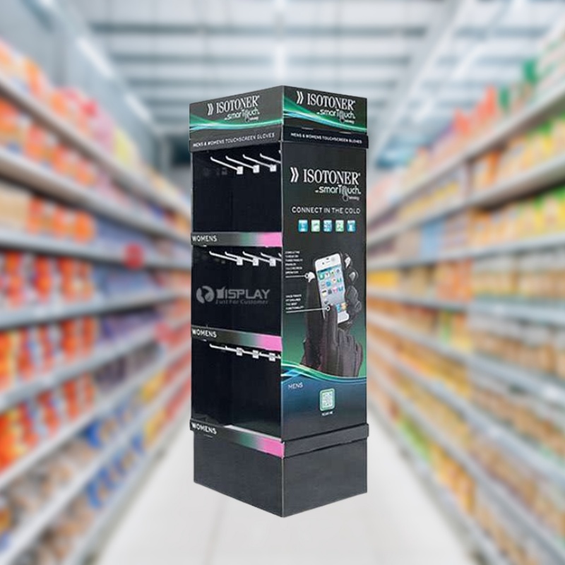 Custom Recyclable Hooks Display for Gloves with 3 Shelves-Holidaypac