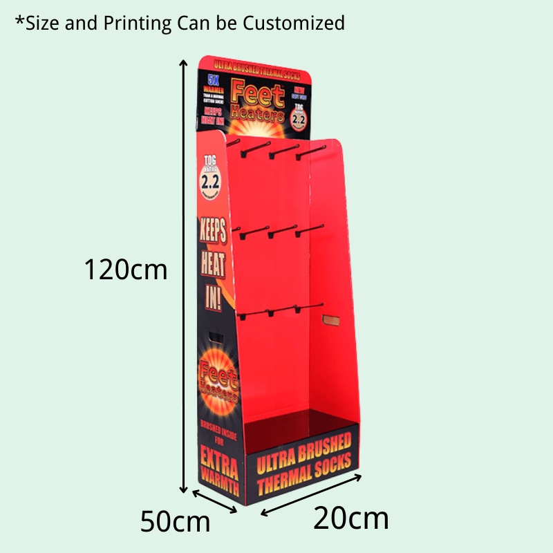 Custom Retail Hooks Display for Thermal Socks with Header - Holidaypac