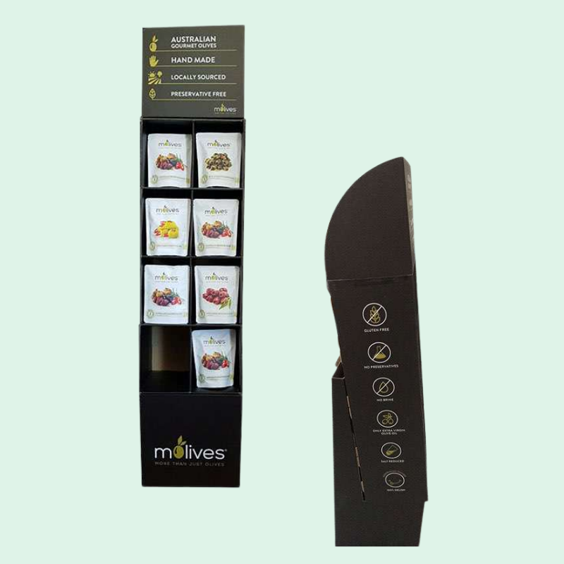 Custom Merchandising Hook Display for Gourmet Olives with Bas-Holidaypac