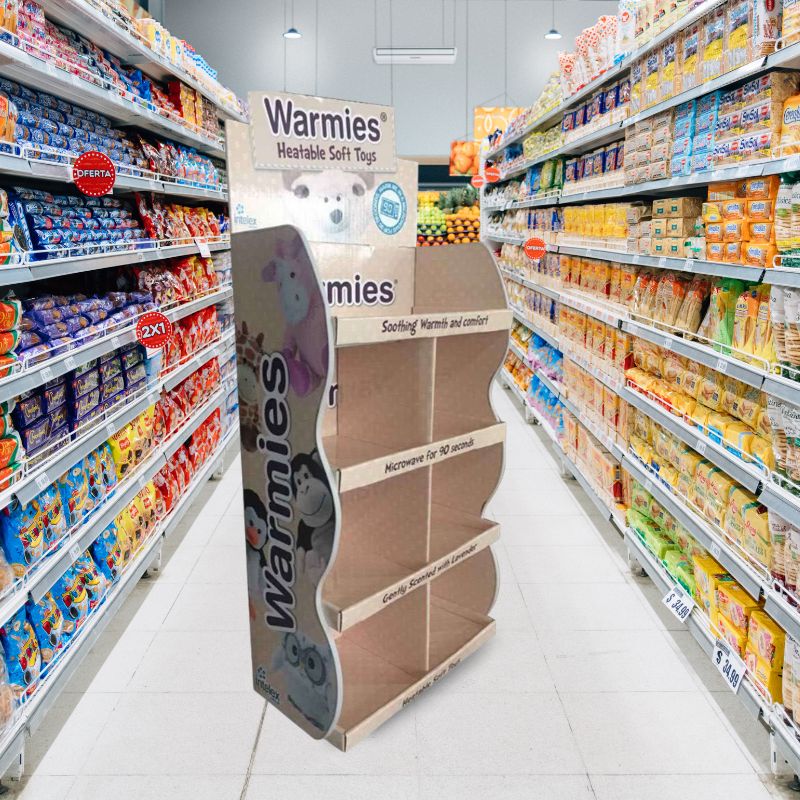 Best Price Cardboard Display Units for Soft Toys with 4 Tiers and Divider-Holidaypac Best Price Cardboard Display Units for Soft Toys with 4 Tiers and Divider-Holidaypac