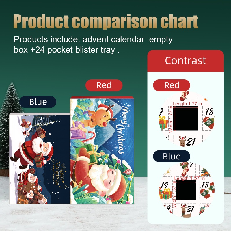Custom Christmas Clap Advent Calendar Countdown Box with 24 Pockets Blister Tray - Holidaypac