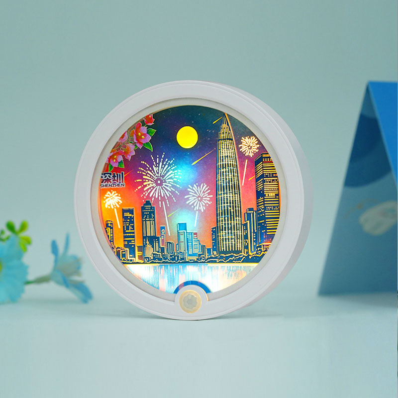 Custom 3D Paper Cut Night Light Box  with Magnet for Home Decoration - Holidaypac