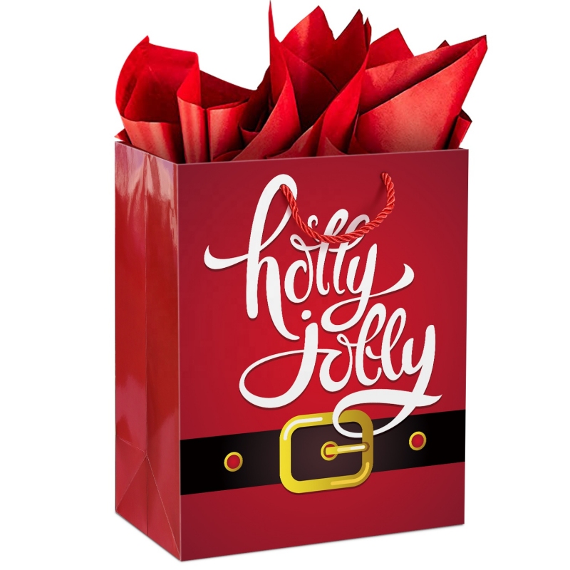 Custom christmas gift Paper bags in bulk - Holidaypac