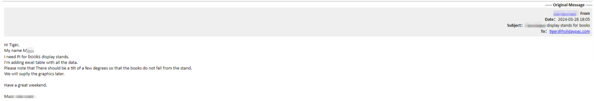 clients inquiry about customized book display stands - Holidaypac