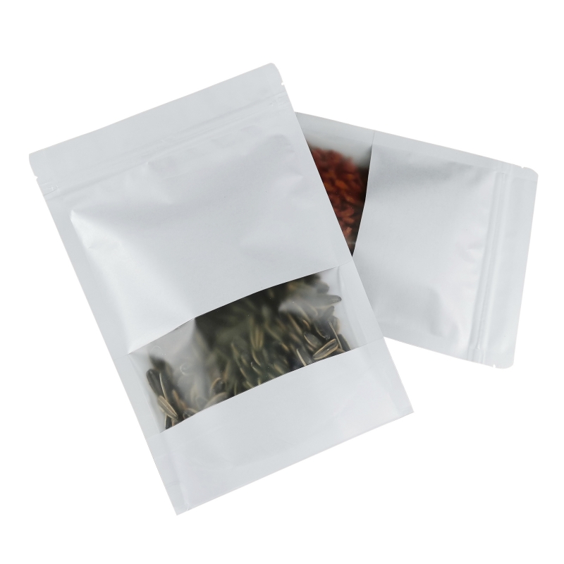 Custom White Craft Bag Zip Lock Stand up Pouch for Food with Window - Holidaypac
