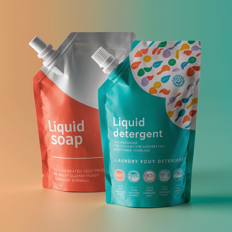 Custom Reusable Aluminum Foil Printing Spout Pouch for Liquid Shampoo