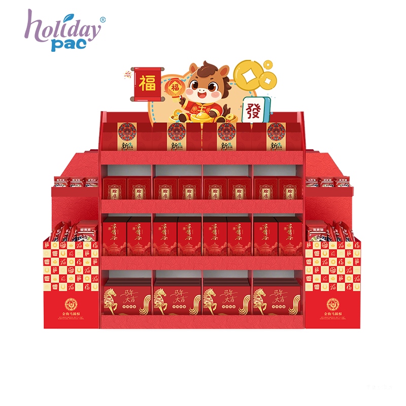 Custom Red Pallet Display for Lunar New Year Gifts - Holidaypac Custom Red Pallet Display for Lunar New Year Gifts - Holidaypac