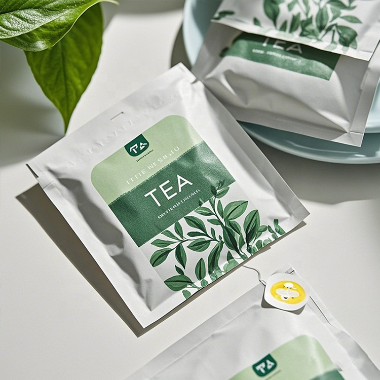 Custom Three Side Seal Flat Pouch with Easy Tear for Green Tea Packaging - Holidaypac