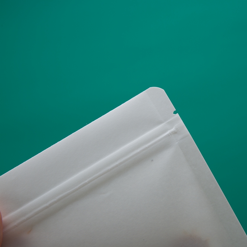 Custom White Kraft Paper Zipper Bottom Gusset Seal Pouch for Snack Bean Dry Food - Holidaypac