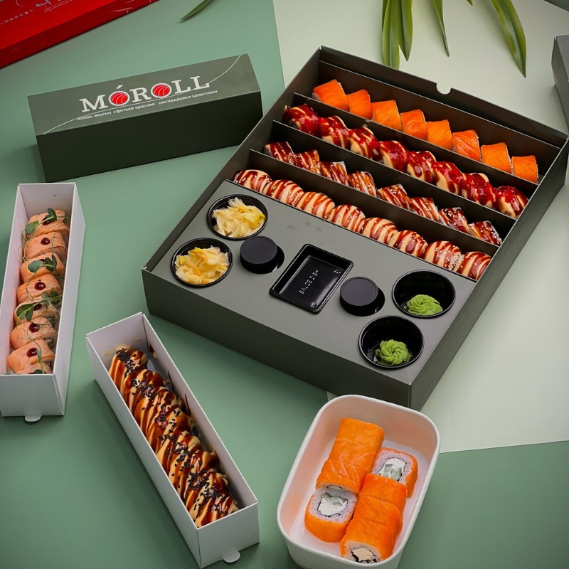 Customized Delivery Sushi Bento Magnetic Paper Box with Insert for Sauce Cups -Holidaypac