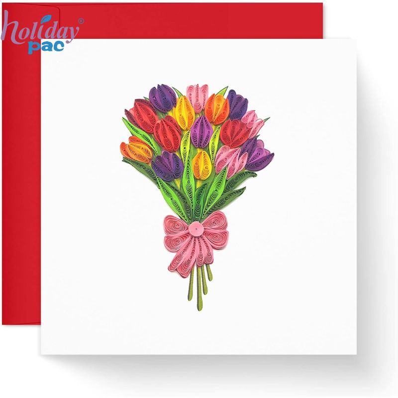 Wholesale 3D Tulip Floral Quilling Card for Love Friend Mom Birthday - Holidaypac