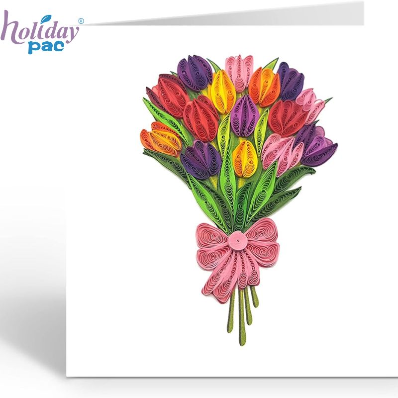 Wholesale 3D Tulip Floral Quilling Card for Love Friend Mom Birthday - Holidaypac Wholesale 3D Tulip Floral Quilling Card for Love Friend Mom Birthday - Holidaypac