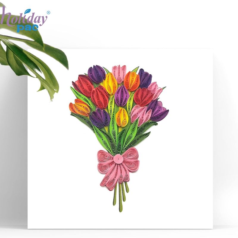Wholesale 3D Tulip Floral Quilling Card for Love Friend Mom Birthday - Holidaypac