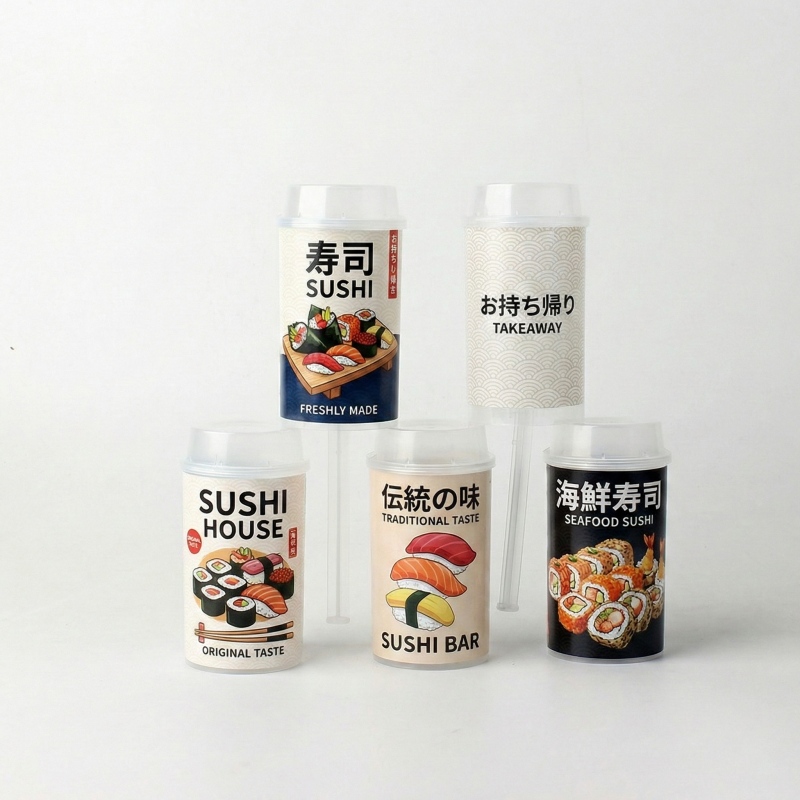 Custom 3.5g Plastic Sushi Push Pop Jar with Screw Top - Holidaypac