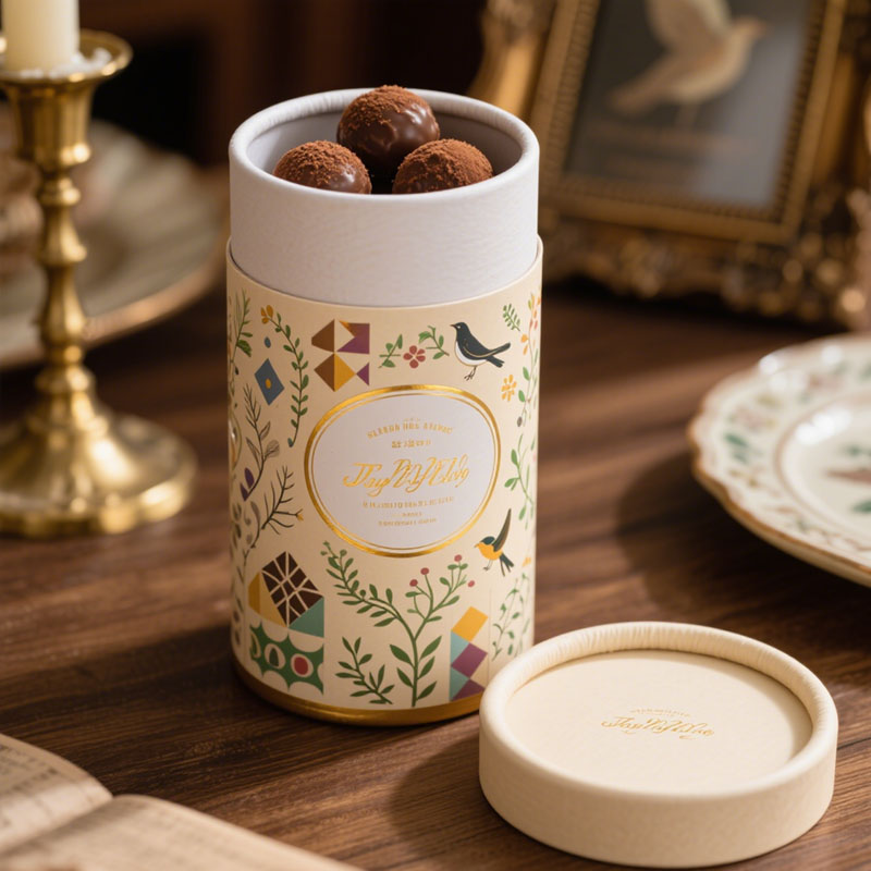 Custom Food Grade Cylinder Paper Canister for Chocolate Cookies Candy Coffee Nuts - Holidaypac