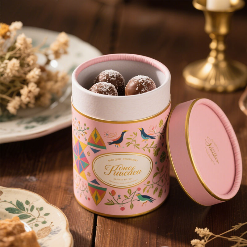 Custom Food Grade Cylinder Paper Canister for Chocolate Cookies Candy Coffee Nuts - Holidaypac