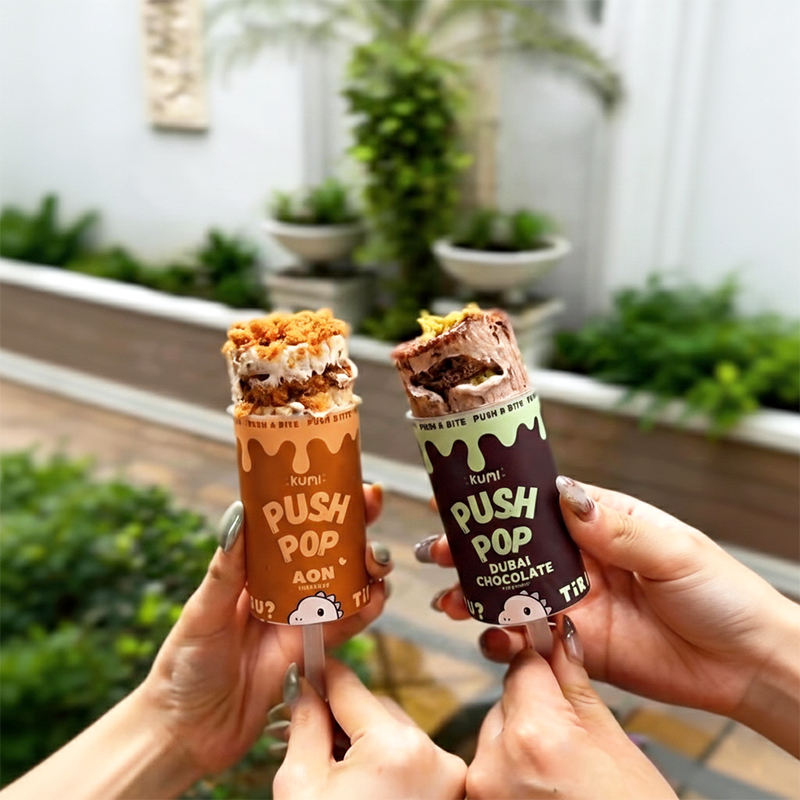 Custom PET PP Plastic Sushi Cake Tiramisu Push up pop Tube Cylinder Shooter Cup Container with Lid - Holidaypac