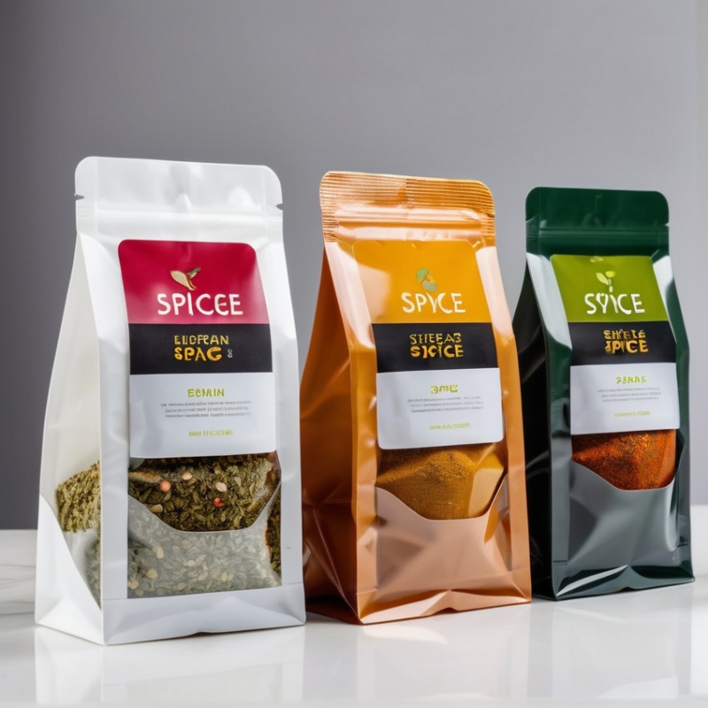 Custom Film Standing Aluminum Foil Flat Bottom Printed Pouches for Spice Seasoning - Holidaypac