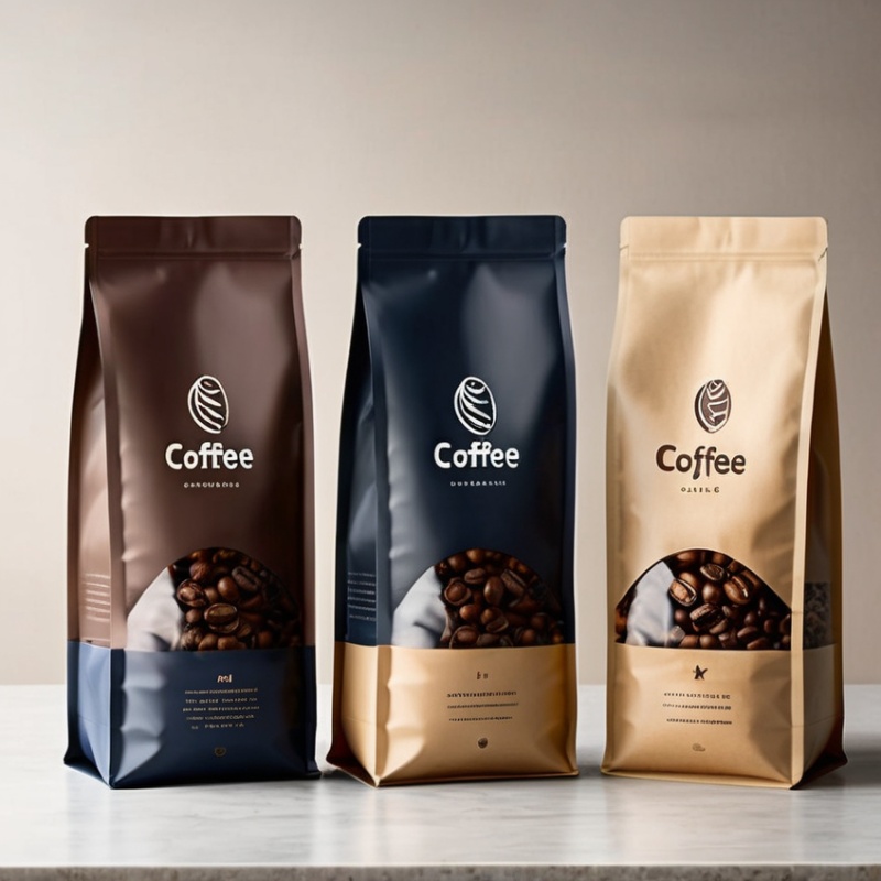 Custom Printed Flat Bottom Empty Coffee Pouch Bags for Coffee Beans With Valve and Window - Holidaypac