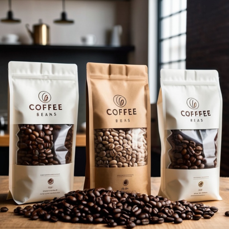 Custom Printed Flat Bottom Empty Coffee Pouch Bags for Coffee Beans With Valve and Window - Holidaypac