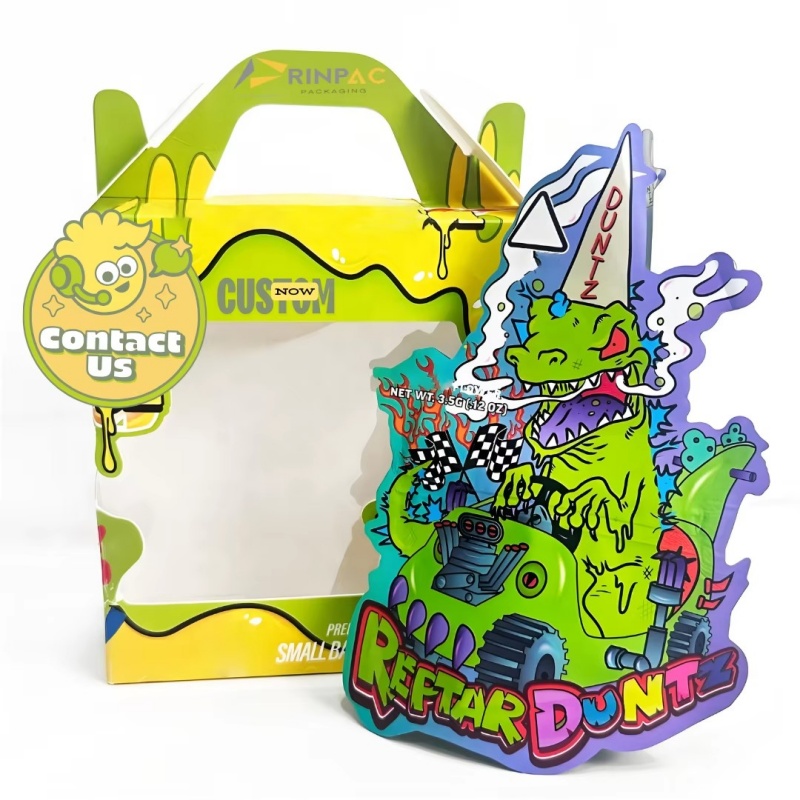 Custom Printed  3.5g 7g 14g Pouches Smell Proof Shaped Mylar Bags for Toys with Zipper - Holidaypac