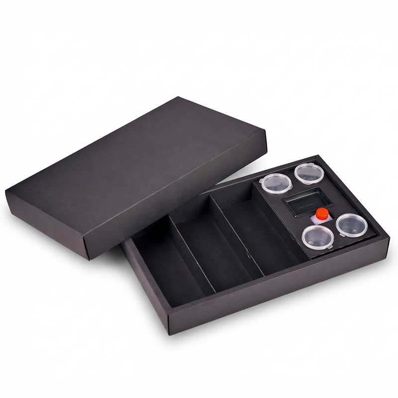 Custom Black Cardboard Sushi Boxes with Divider and Sauce Holders - Holidaypac