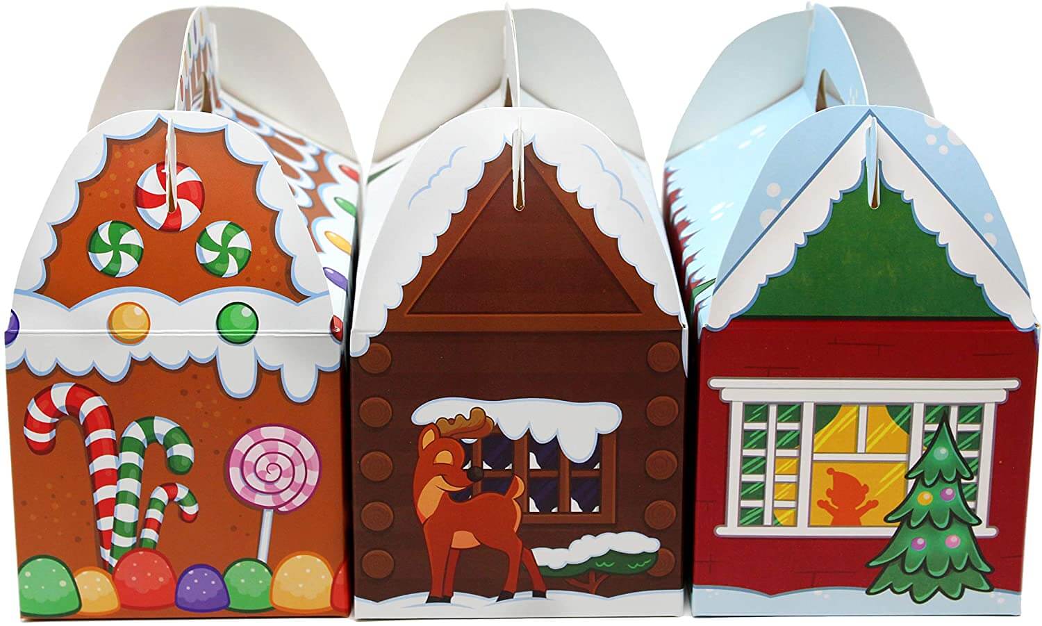 Holidaypac three-piece Christmas gingerbread house gable box set retail-ready
