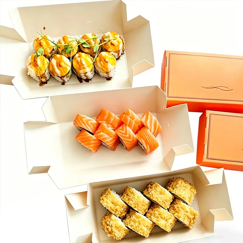 Custom One-Piece Molded Sushi Box Wholesale | Eco-Friendly Kraft Paper Sushi Takeaway Container with Logo Printing - Holidaypac Factory
