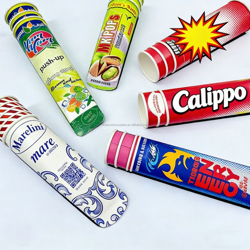 Custom Ice Cream Paper Push Popsicle Cup Squeeze PaperTube Packaging With Paper Cover for Environmental protection