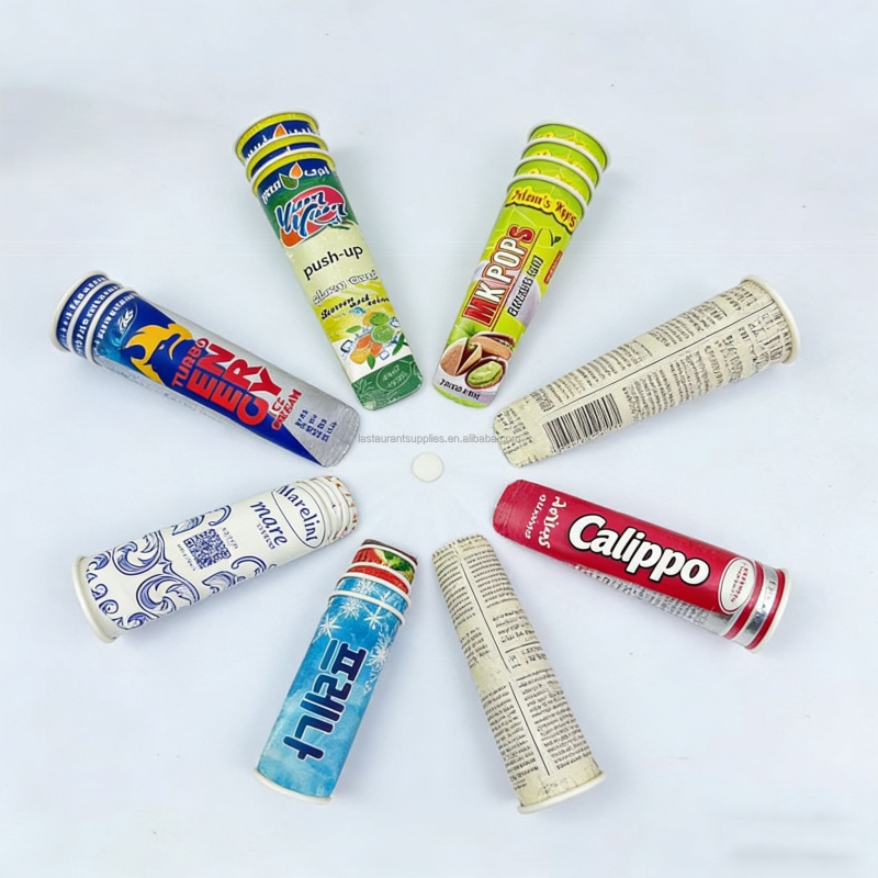 Custom Ice Cream Paper Push Popsicle Cup Squeeze PaperTube Packaging With Paper Cover for Environmental protection