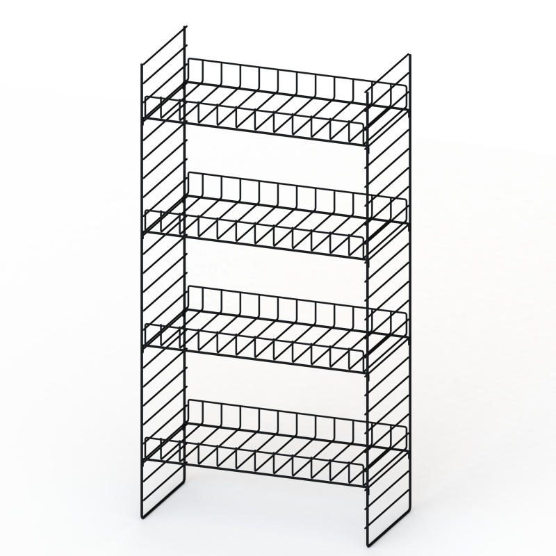 Custom Potato Chips Adjustable 4 Tiers Metal Point of Purchase Retail Display with Wire Shelves - Holidaypac