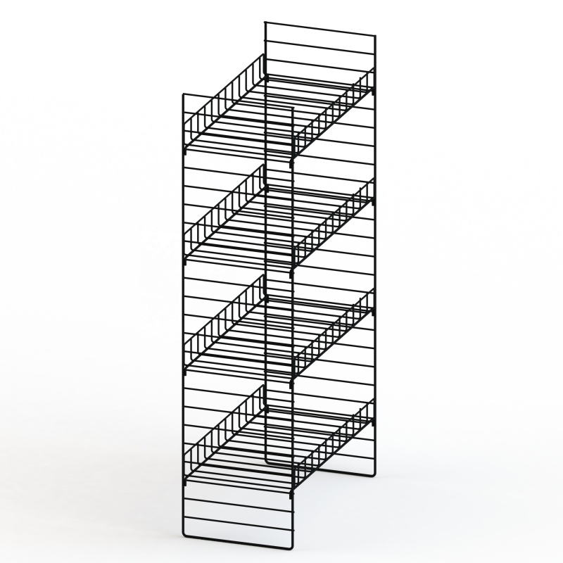 Custom Potato Chips Adjustable 4 Tiers Metal Point of Purchase Retail Display with Wire Shelves - Holidaypac