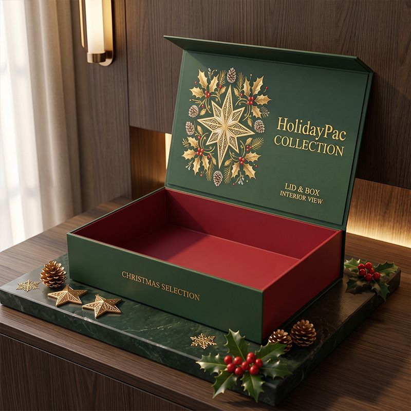 Custom Christmas Magnetic Closure Gift Box with Ribbon Wholesale - Holidaypac