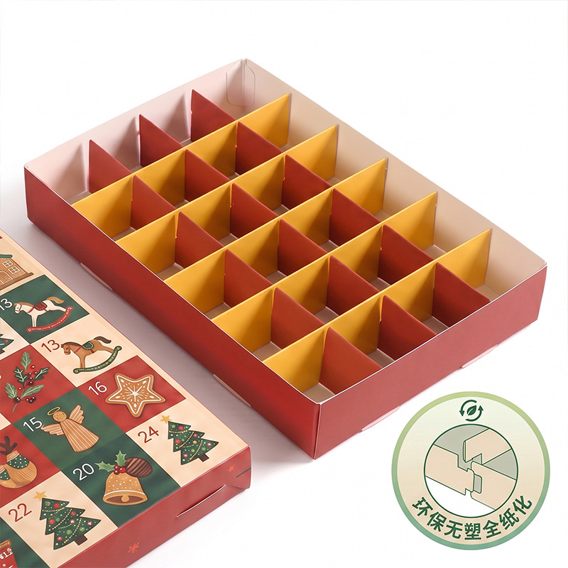 Custom 24 Day Plastic-free Advent Calendar Box with Cardboard Divider Factory - Holidaypac